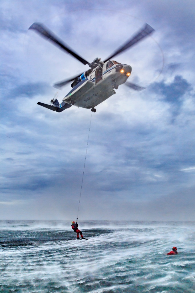 Cougar's SAR crew carry out daily training exercises including water hoisting